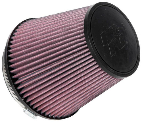 K&N RU-1042 Red Round Tapered Universal Clamp-On Air Filter - Chrome Top