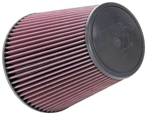 K&N RU-1044 Red Round Tapered Universal Clamp-On Air Filter - Chrome Top