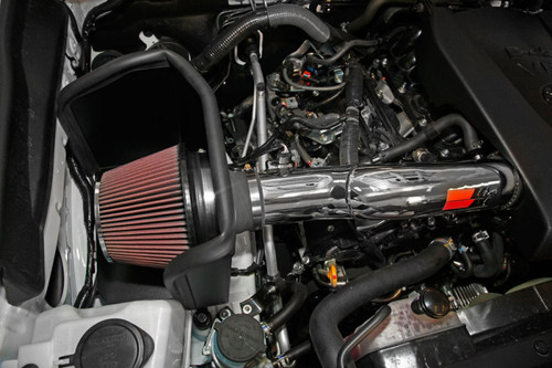 K&N 77-9039KP Typhoon Cold Air Intake System for 2016-2023 Toyota Tacoma - Bright Mirrored Tube, Red Filter, 18.81 HP Gain