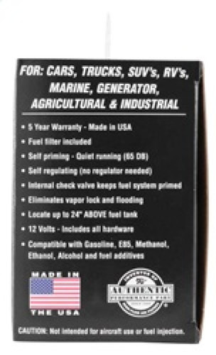 K&N 81-0400 Inline Fuel Pump - 15 GPH @ 1-2 PSI, Universal with Filter & Hardware