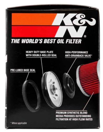 K&N KN-128 Spin-On Oil Filter with 17mm Nut - High Flow Media, 1 Year Warranty