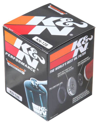 K&N KN-128 Spin-On Oil Filter with 17mm Nut - High Flow Media, 1 Year Warranty