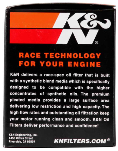 K&N KN-128 Spin-On Oil Filter with 17mm Nut - High Flow Media, 1 Year Warranty