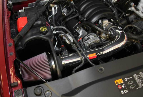 K&N 77-3085KP Typhoon Cold Air Intake System for 2014-2018 Chevrolet GMC Sierra 1500 Silverado - Bright Mirrored Tube, Red Filter, 10.02 HP Gain