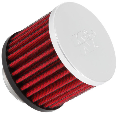 K&N 62-1440 Vent Air Filter / Breather - Non-woven Synthetic, Chrome Top, Black Rubber Base, 1-3/8" Flange