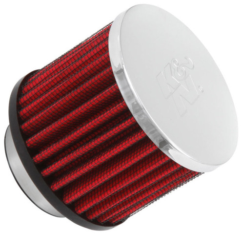 K&N 62-1460 Vent Air Filter / Breather - Non-woven Synthetic, Chrome Top, Rubber Base, 1-1/2" Clamp-On