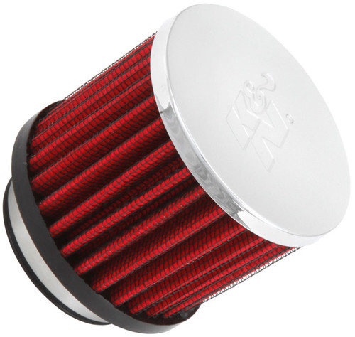 K&N 62-1480 Vent Air Filter / Breather - Non-woven Synthetic, Chrome Top, Rubber Base, 1-3/4" Clamp-On
