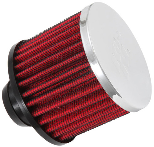 K&N 62-1490 Vent Air Filter / Breather - Non-woven Synthetic, Chrome Top, Rubber Base, 1-1/4" Push-In
