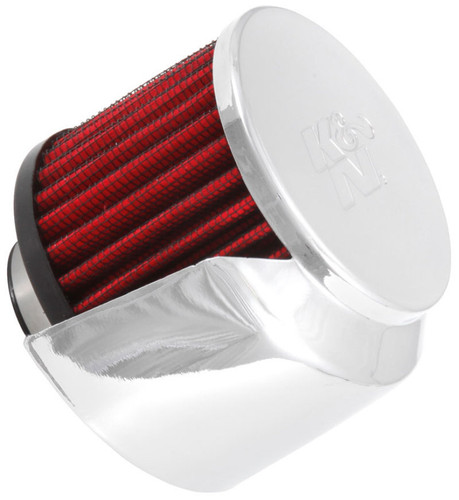 K&N 62-1513 Vent Air Filter / Breather - Non-woven Synthetic, Chrome Top, Rubber Base, Chrome Deflector Shield, 1-3/8" Flange