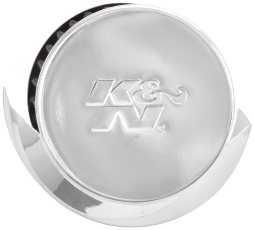 K&N 62-1514 Vent Air Filter / Breather - Non-woven Synthetic, Chrome Top, Rubber Base, Chrome Deflector Shield, 1-1/2" Flange