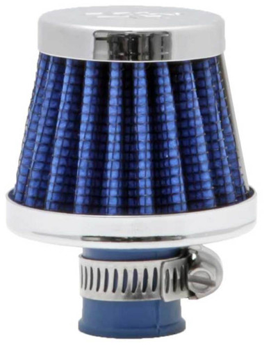 K&N 62-1600BL Vent Air Filter / Breather - Blue Synthetic, Chrome Top/Base, 3/8-1/2" Flange