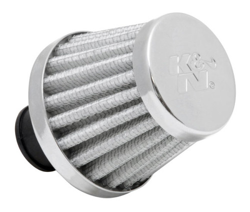 K&N 62-1600WT Vent Air Filter / Breather - White Synthetic, Chrome Top/Base, 3/8-1/2" Flange