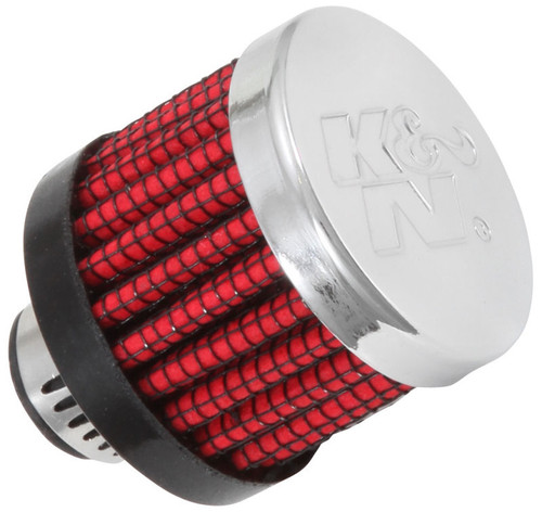 K&N 62-2470 Vent Air Filter / Breather - Non-woven Synthetic, Chrome Top/Base, 5/16" Clamp-On