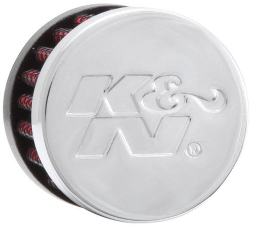 K&N 62-2480 Vent Air Filter / Breather - Non-woven Synthetic, Chrome Top/Base, 9/16" Clamp-On