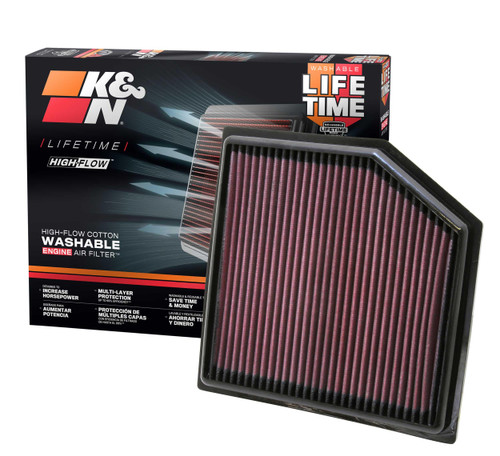 K&N High-Flow Air Filter 33-2452 for 2008-2025 Lexus GS IS RC - Panel Replacement Filter