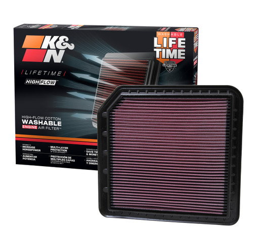 K&N High-Flow Air Filter 33-2456 for 2011-2024 INFINITI Nissan Armada QX56 QX80 - Panel Replacement Filter