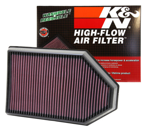 K&N High-Flow Air Filter 33-2460 for 2011-2023 Chrysler Dodge 300 Challenger Charger - Panel Replacement Filter