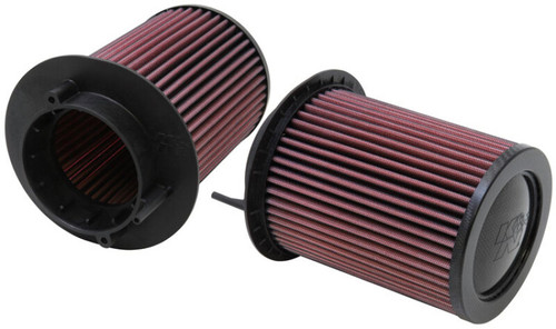 K&N E-0668 Round Replacement Air Filter Pair for 2008-2015 Audi R8 Lamborghini Gallardo - Red Cotton Gauze, Lifetime Warranty