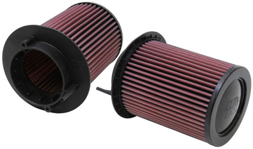 K&N E-0668 Round Replacement Air Filter Pair for 2008-2015 Audi R8 Lamborghini Gallardo - Red Cotton Gauze, Lifetime Warranty