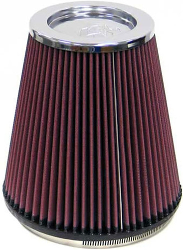 K&N RF-1044 Red Round Tapered Universal Clamp-On Air Filter - Chrome Top