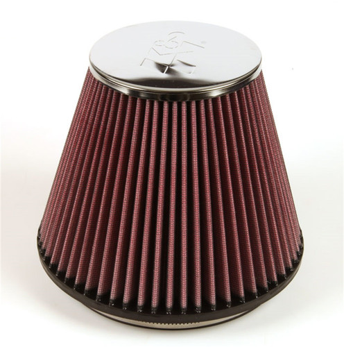 K&N RF-1048 Red Round Tapered Universal Clamp-On Air Filter - Chrome Top