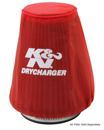 K&N 22-2030PR Red Drycharger Round Tapered Air Filter Wrap - 5.25in Base, 3in Top, 6in H, 1-Year Warranty