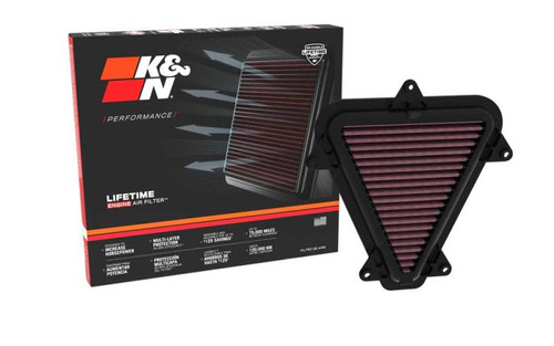 K&N HA-7523 Triangle Replacement Air Filter for 2021-2024 Honda Hornet Transalp - Red Cotton Gauze, Lifetime Warranty