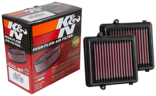 K&N HA-9916 Panel Replacement Air Filter for 2016-2019 Honda Africa Twin (Pair) - Red Cotton Gauze, 1 Year Warranty