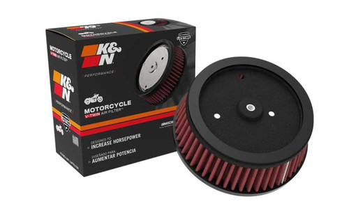 K&N HD-0800 Round Tapered Replacement Air Filter for 2001-2008 Harley Screamin Eagle - Red Cotton Gauze, Zinc Top, Lifetime Warranty