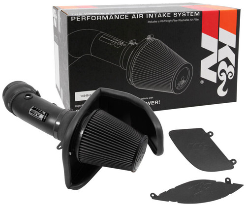 K&N 30-2553TTK DRYFLOW Performance Air Intake for 2017-2023 Dodge Challenger &amp; Charger - +19.99HP, Black Aluminum Pipe