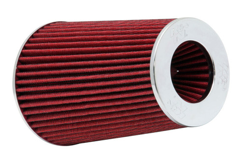 K&N RG-1002RD Red Round Tapered Universal Clamp-On Air Filter - Chrome Top w/ Adjustable Flanges