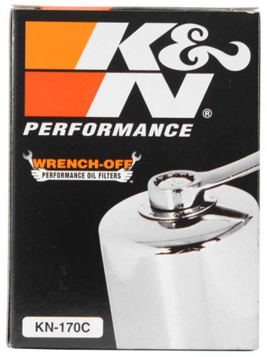 K&N KN-170C Chrome Spin-On Oil Filter with 17mm Nut - High Flow Media, 1 Year Warranty