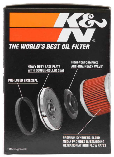 K&N KN-170C Chrome Spin-On Oil Filter with 17mm Nut - High Flow Media, 1 Year Warranty