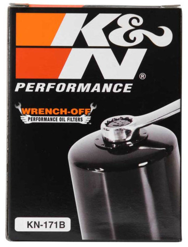 K&N KN-171B Black Spin-On Oil Filter with 17mm Nut - High Flow Media, 1 Year Warranty