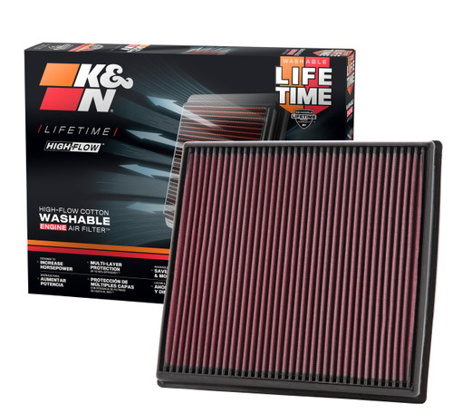 K&N High-Flow Air Filter 33-2428 for 2008-2019 BMW 535i 640i X3 X5 X6 - Panel Replacement Filter