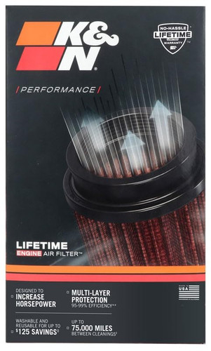 K&N RU-5100 Red Round Tapered Universal Clamp-On Air Filter