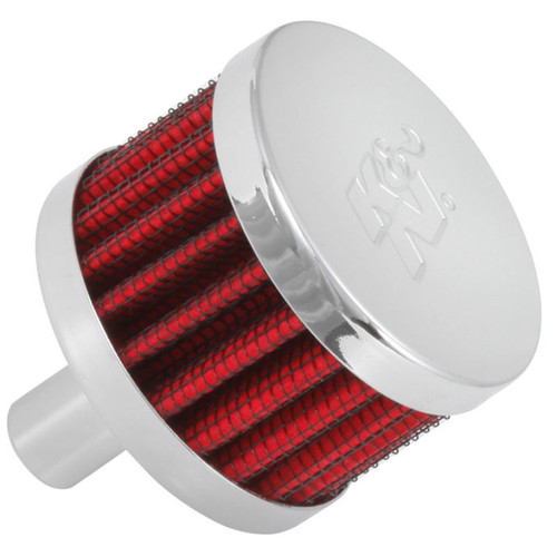 K&N 62-1015 Vent Air Filter/ Breather - Non-woven Synthetic, Chrome Top/Base, 1/2 inch Tube