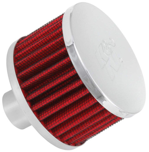 K&N 62-1170 Vent Air Filter / Breather - Non-woven Synthetic, Chrome Top/Base, 1" Tube