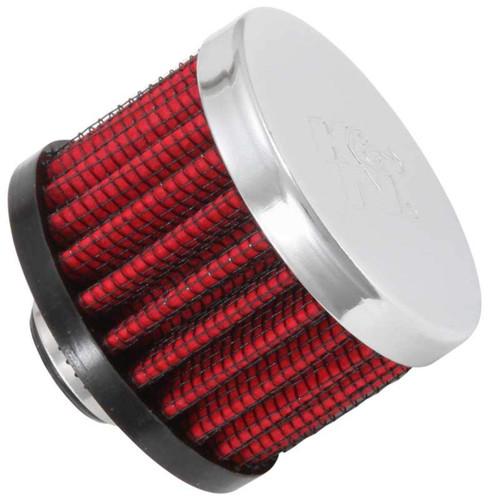 K&N 62-1320 Vent Air Filter / Breather - Non-woven Synthetic, Chrome Top, Rubber Base, 3/8" Clamp-On