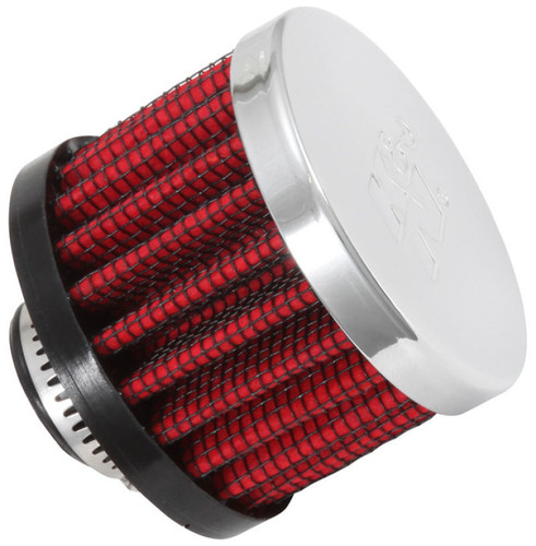 K&N 62-1330 Vent Air Filter / Breather - Non-woven Synthetic, Chrome Top, Rubber Base, 1/2" Clamp-On
