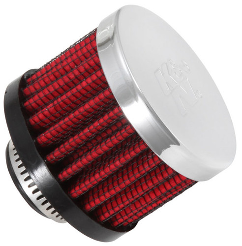 K&N 62-1340 Vent Air Filter / Breather - Non-woven Synthetic, Chrome Top, Rubber Base, 5/8" Clamp-On