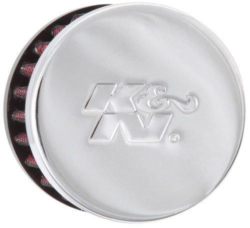 K&N 62-1340 Vent Air Filter / Breather - Non-woven Synthetic, Chrome Top, Rubber Base, 5/8" Clamp-On