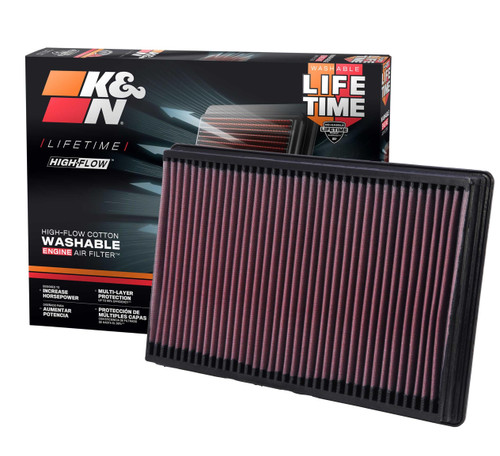 K&N 33-2247 High-Flow Replacement Panel Air Filter for 2002-2026 Dodge Ram 1500 2500 3500 4500 5500 - 13.75x9.313 in