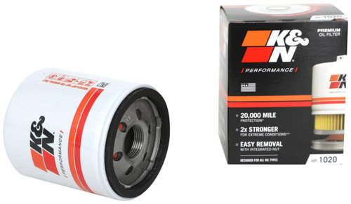 K&N HP-1020 Premium Oil Filter with Wrench Off Nut - High Flow Media, 1 Year Warranty