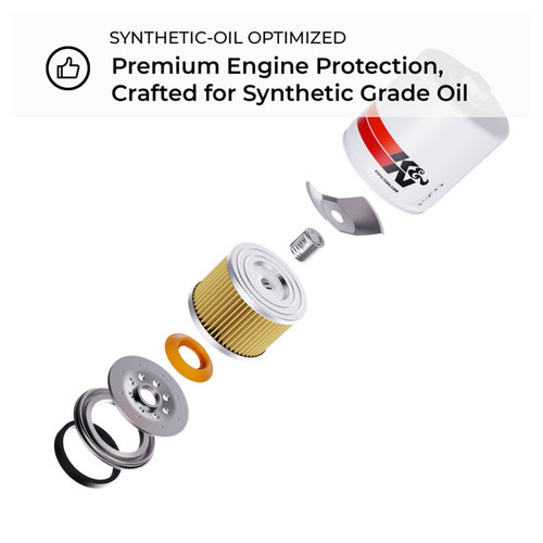 K&N HP-3001 Premium Oil Filter with Wrench Off Nut - High Flow Media, 1 Year Warranty