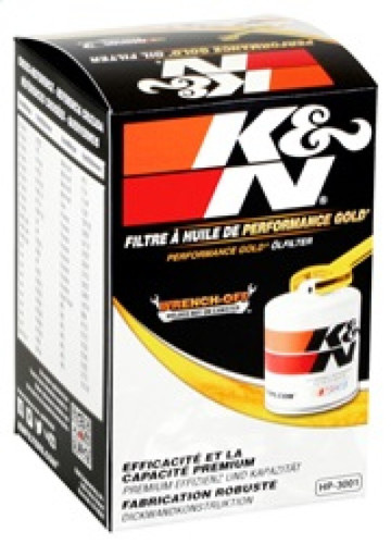 K&N HP-3001 Premium Oil Filter with Wrench Off Nut - High Flow Media, 1 Year Warranty