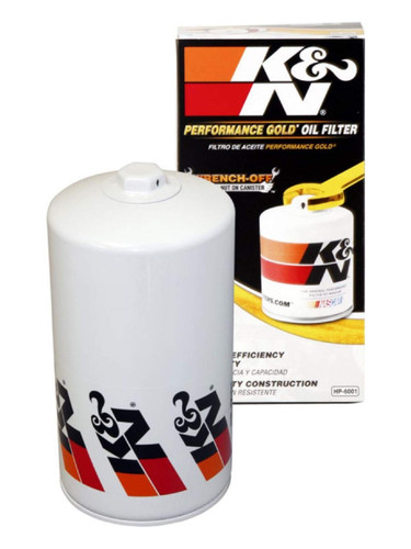 K&N HP-6001 Premium Oil Filter with Wrench Off Nut - High Flow Media, 1 Year Warranty