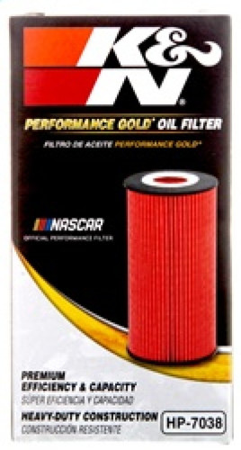 K&N HP-7038 Premium Cartridge Oil Filter - High Flow Media, Includes O-Ring, 1 Year Warranty