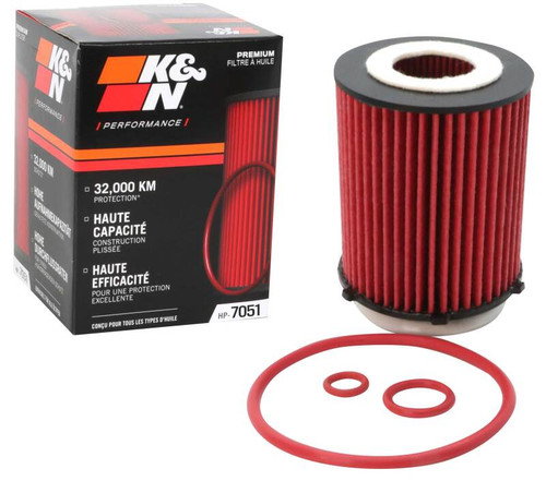 K&N HP-7051 Premium Cartridge Oil Filter - High Flow Media, Includes O-Ring, 1 Year Warranty