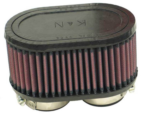 K&N R-0990 Universal Clamp-On Oval Dual Flange Air Filter - Cotton Gauze High Performance